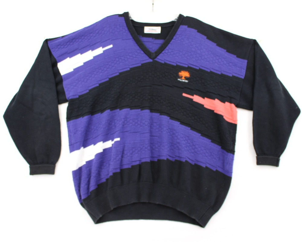VTG Titleist Sweater By Corbin Mens XL Purple Black PGA West Golf 80s Scotland